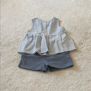 Colored Organics Striped Gray and Blue Kids Matching Set
